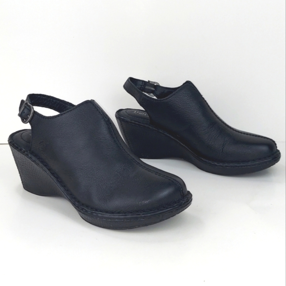 Born Black Leather Mules